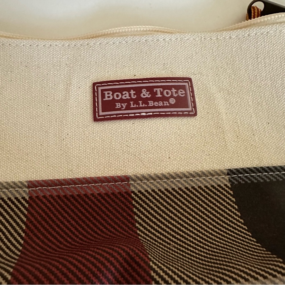 L.L. Bean Boat & Tote Plaid Toiletry Bag - Cream, Red, and Brown - Picture 2 of 5
